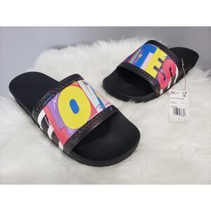 NEW Adidas Men 12 Adilette Slide Sandal Gay Pride LGBTQ Ally LOVE UNITES rainbow